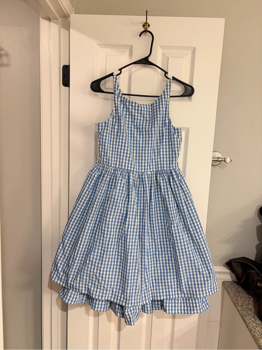 Ralph Lauren Girls 14 Blue White Gingham Tulle Dress Sleeveless Preppy